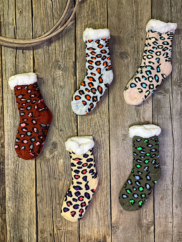 Fuzzy Socks: Leopard – Ace's Arrow Western Store